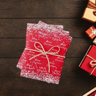 Hoja De Papel De Regalo Navidades confitis de plata roja elegante