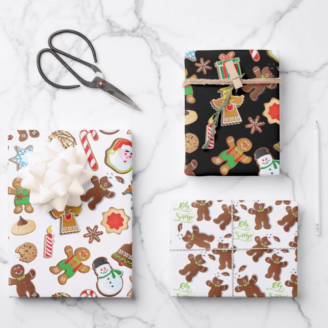Hoja De Papel De Regalo Navidades Cookies Oh Snap Gingerbread man Pattern (Anverso)