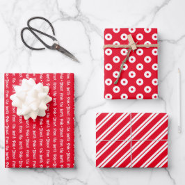 Hoja De Papel De Regalo Navidades coordinados en blanco y rojo brillante