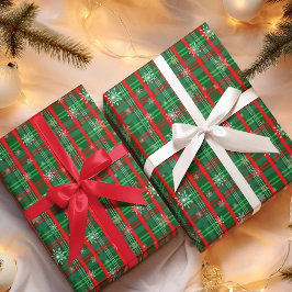 Hoja De Papel De Regalo Navidades Copos de nieve verde