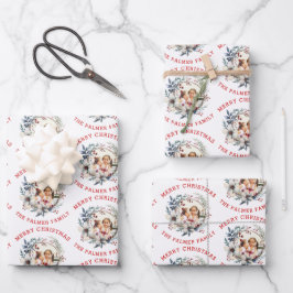 Hoja De Papel De Regalo Navidades corean con flores blancas y fotos