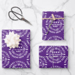 Hoja De Papel De Regalo Navidades corean Merry Christmas name purple<br><div class="desc">Navidades corearon Feliz Navidad y Feliz Año Nuevo con sábanas de papel pintadas en morado,  personalizadas con su nombre.</div>