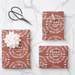Hoja De Papel De Regalo Navidades corean Merry Christmas name terracotta<br><div class="desc">Navidades corearon Feliz Navidad y Feliz Año Nuevo con hojas de papel en terracota personalizadas con su nombre.</div>
