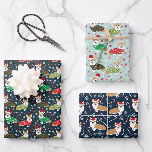 Hoja De Papel De Regalo Navidades Corgi Dog (Anverso)