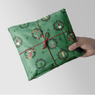 Hoja De Papel De Regalo Navidades coronas y rayas