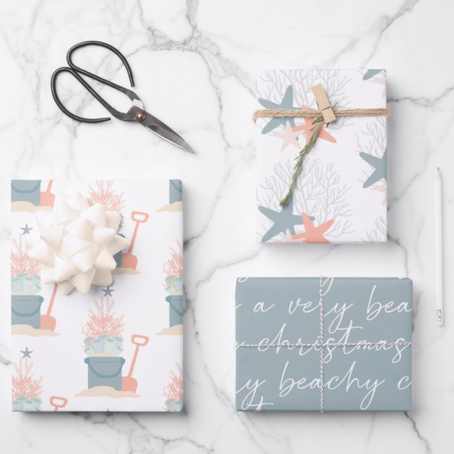 Hoja De Papel De Regalo Navidades costeros (Anverso)