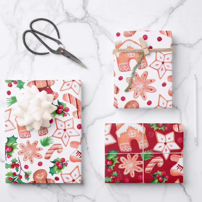 Hoja De Papel De Regalo Navidades Cute Festive Gingerbread Cookie (Anverso)