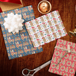 Hoja De Papel De Regalo Navidades Cute Gingerbread Patrones festivos