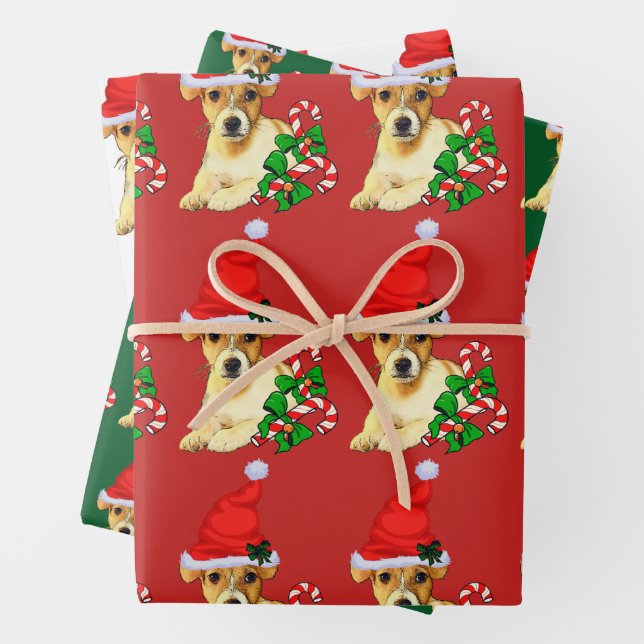 Hoja De Papel De Regalo Navidades Cute Jack Russell Terrier (In situ)