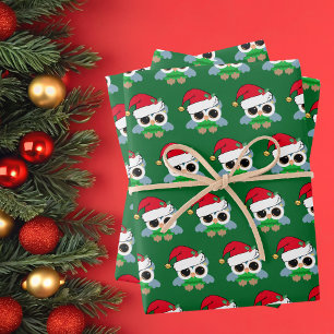 Hoja De Papel De Regalo Navidades Cute Owl Green