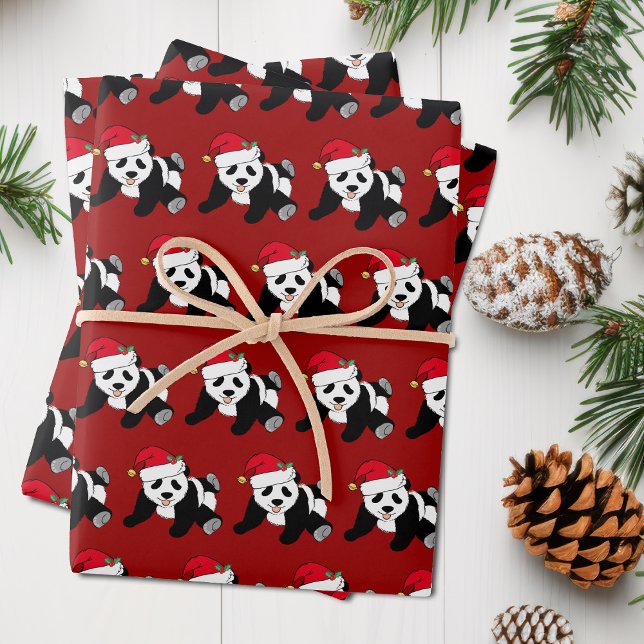 Hoja De Papel De Regalo Navidades Cute Panda Bear Kids Red (Subido por el creador)