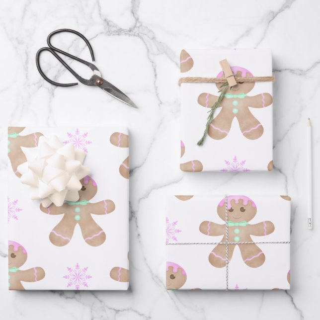 Hoja De Papel De Regalo Navidades Cute para niños Patrón de galletas de pa (Anverso)