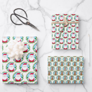 Hoja De Papel De Regalo Navidades Cute Santa