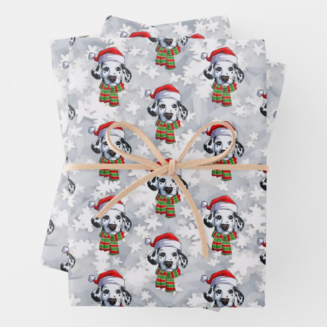 Hoja De Papel De Regalo Navidades Dalmatian vistiendo sombrero de Santa Ma (In situ)