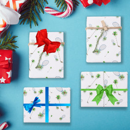 Hoja De Papel De Regalo Navidades De Acuarela Clubes De Golf Y Camisas De 