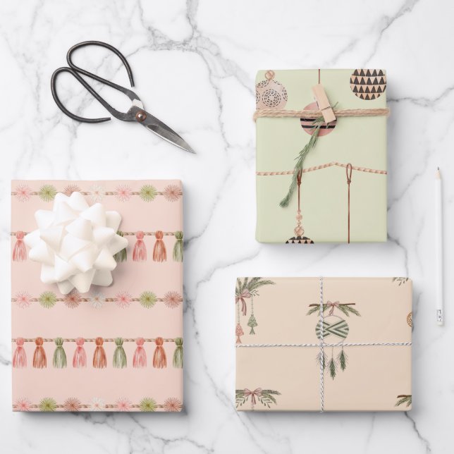Hoja De Papel De Regalo Navidades de acuarela de Bohemia (Anverso)