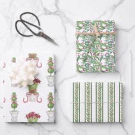Hoja De Papel De Regalo Navidades de acuarela de Borgoña Amaryllis y Topia