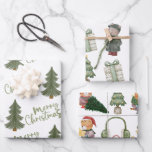 Hoja De Papel De Regalo Navidades de acuarela modernos Árbol de pino verde<br><div class="desc">Navidades de color acuático moderno de invierno de pino verde envuelto papel acuarela moderna Navidades de árbol verde de pino</div>