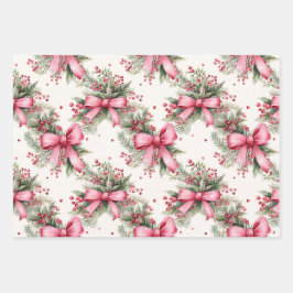 Hoja De Papel De Regalo Navidades de acuarela rosa