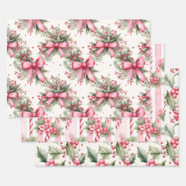Hoja De Papel De Regalo Navidades de acuarela rosa