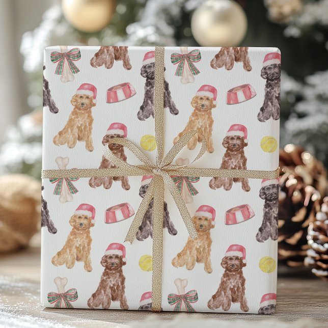Hoja De Papel De Regalo Navidades de acuarela Santa Dogs (Subido por el creador)