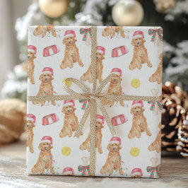 Hoja De Papel De Regalo Navidades de acuarela Santa Dogs