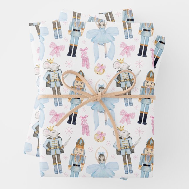 Hoja De Papel De Regalo Navidades de acuarela Wreath de nutcracker (In situ)