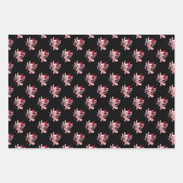 Hoja De Papel De Regalo Navidades de Axolotl Candycane (Anverso)