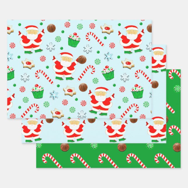 Hoja De Papel De Regalo Navidades de baloncesto de vacaciones (Set)