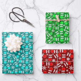 Hoja De Papel De Regalo Navidades de baloncesto Red Green Blue Ho Ho Ho Ho