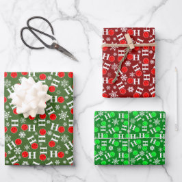 Hoja De Papel De Regalo Navidades de baloncesto Red Green Snowflake Ho Ho