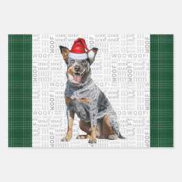 Hoja De Papel De Regalo Navidades de Blue Heeler Perro Green Plaid