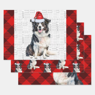 Hoja De Papel De Regalo Navidades de Búfalo Rojo de Color de la Frontera