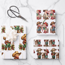 Hoja De Papel De Regalo Navidades de campo de niños de vacas y vacas