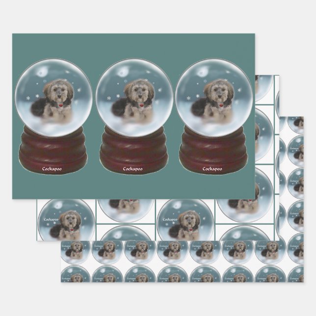 Hoja De Papel De Regalo Navidades de Cockapoo (Set)