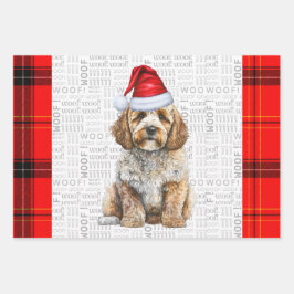 Hoja De Papel De Regalo Navidades de Cockapoo Dog Red Holiday