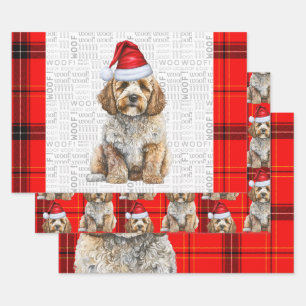 Hoja De Papel De Regalo Navidades de Cockapoo Dog Red Holiday