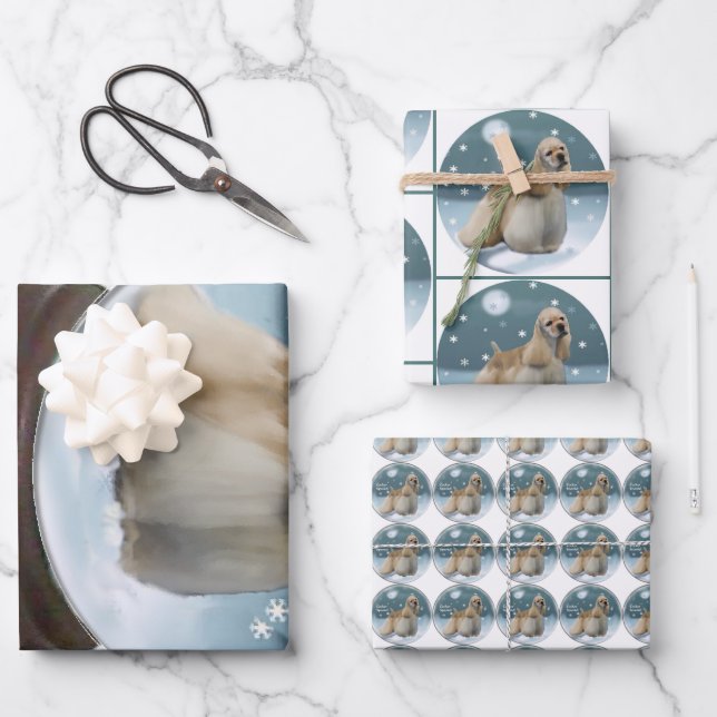 Hoja De Papel De Regalo Navidades de Cocker Spaniel (Anverso)