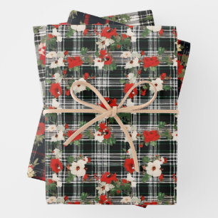 Hoja De Papel De Regalo Navidades de color blanco rojo angustiado tocan fl