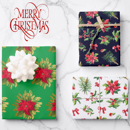 Hoja De Papel De Regalo Navidades de coordinación de Poinsettia 3