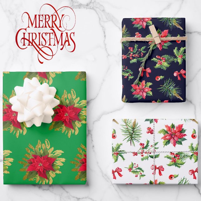 Hoja De Papel De Regalo Navidades de coordinación de Poinsettia 3 (Subido por el creador)
