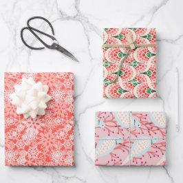 Hoja De Papel De Regalo Navidades de copas de nieve y de tórtolas envuelve