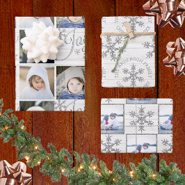 Hoja De Papel De Regalo Navidades de copo de nieve de plata festejan sus f