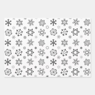 Hoja De Papel De Regalo Navidades de copo de nieve [Gris blanco negro] Env