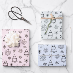 Hoja De Papel De Regalo Navidades de copos de nieve adornos de árboles de 