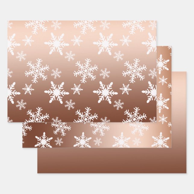 Hoja De Papel De Regalo Navidades de copos de nieve blancos de oro (Set)