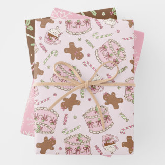 Hoja De Papel De Regalo Navidades de Coquette Gingerbread y Candy Canes