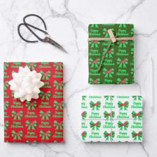 Hoja De Papel De Regalo Navidades de Corgi Welsh Perro y Green Bow 3 color