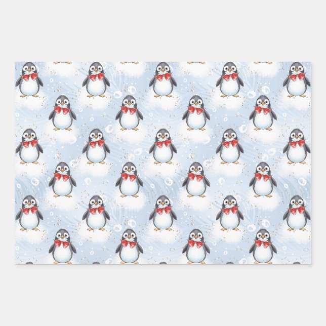 Hoja De Papel De Regalo Navidades de Cute Penguin (Anverso)