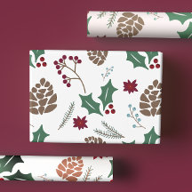 Navidades de Cute Pine Cone y Holly Berry